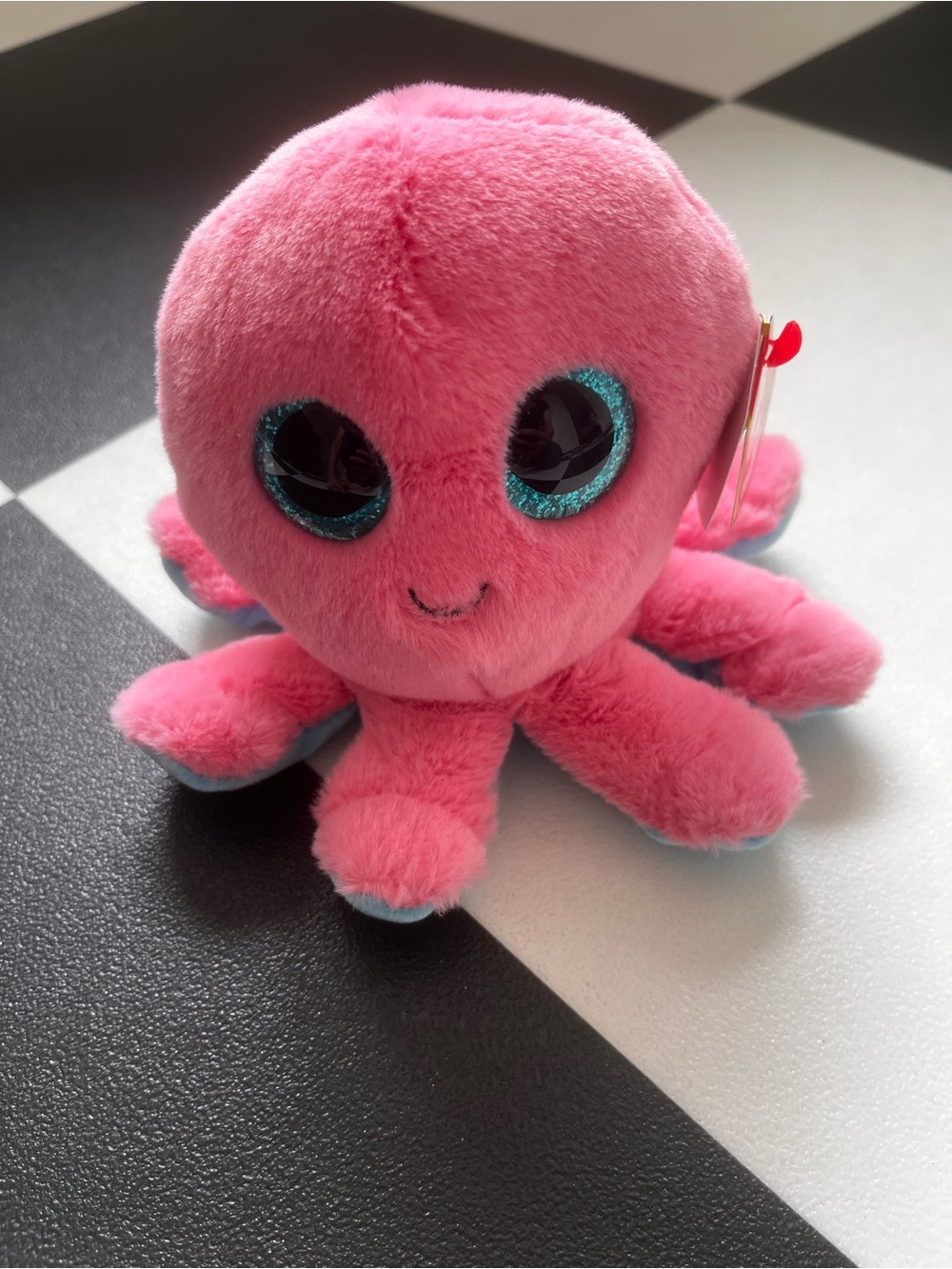 NWT! Beanie Boo Glitter Eyes Octopus Plush. Pink & Blue.